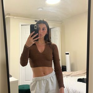 NEW WITH TAGS brown long sleeve knit top